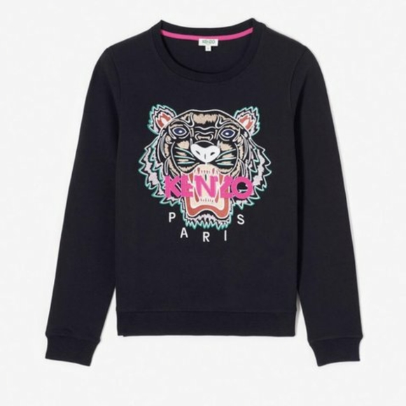 Kenzo Sweaters - KENZO Black Cotton Tiger Sweater Size Small